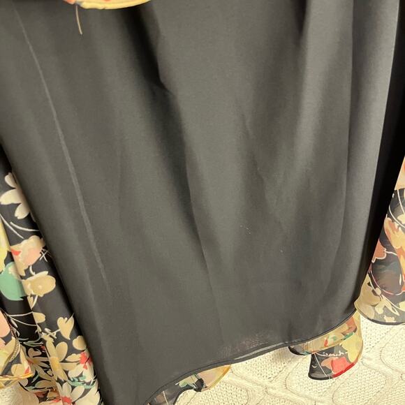 NWT CHAPS Floral Multi Color Chiffon Black A-Line Skirt - Picture 3 of 6